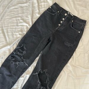 Agolde 90s Pinch waist black denim with rips size 22